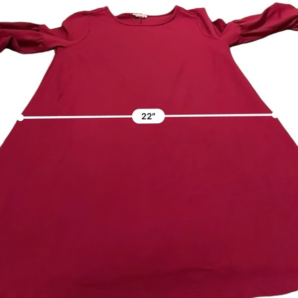 Ingrid & Isabel Maternity Red Flutter 3/4 Sleeve Round Neck Mini Shift Dress M - Picture 15 of 16
